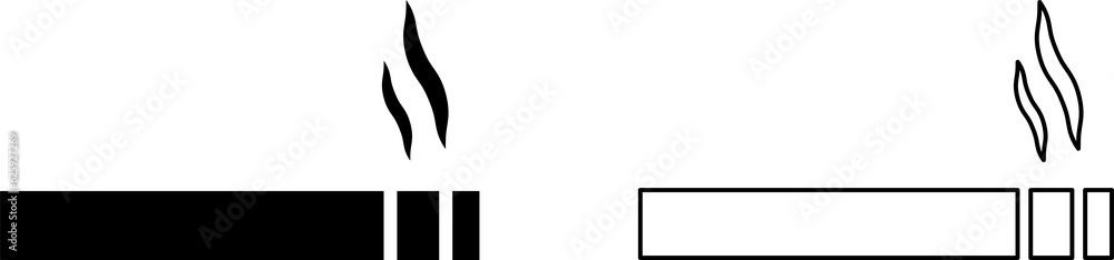 Cigarette icon set. Flat and line art style. Smoke area icon. PNG Cigarette icon set. Flat and line art style. Smoke area icon. PNG