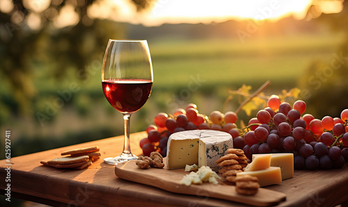 Outdoor wine and cheese party. Created using generative AI tools