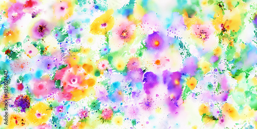 illustrazione con brillante sfondo a tema floreale astratto, colori ad  acqua diffusi su carta photo