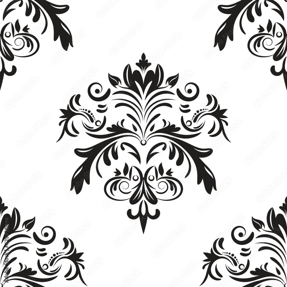 Damask floral motif tile pattern. Luxury wallpaper texture ornament decor. Baroque Textile, fabric, tiles. Isolated on Transparent background. Damask floral motif tile pattern. Luxury wallpaper texture ornament decor. Baroque Textile, fabric, tiles. Isolated on Transparent background.