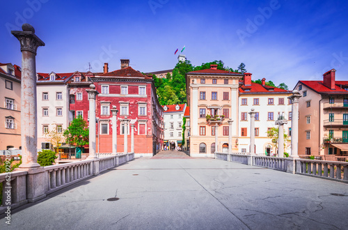 Ljublijana  Slovenia. Cobblers  Bridge is a picturesque pedestrian bridge  known for its colorful facade and historic association with shoemakers.