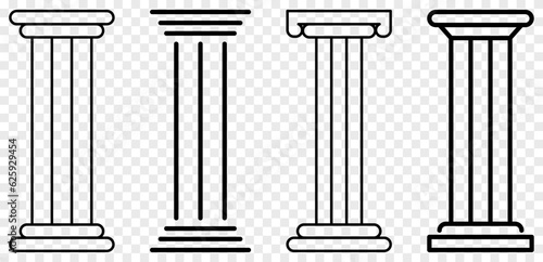 Pillar icon set. Vector illustration isolated on transparent background