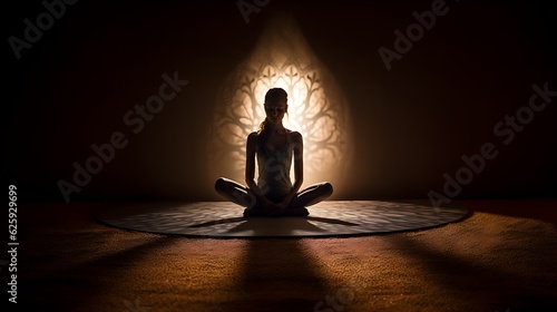 Sacral chakra concept. girl busy in meditating Svadhishthana.