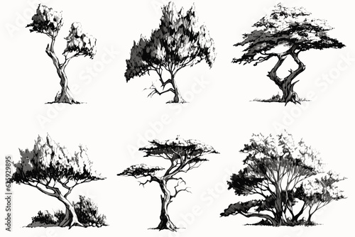 Wallpaper Mural collection of trees vector, tree, nature, silhouette, Torontodigital.ca