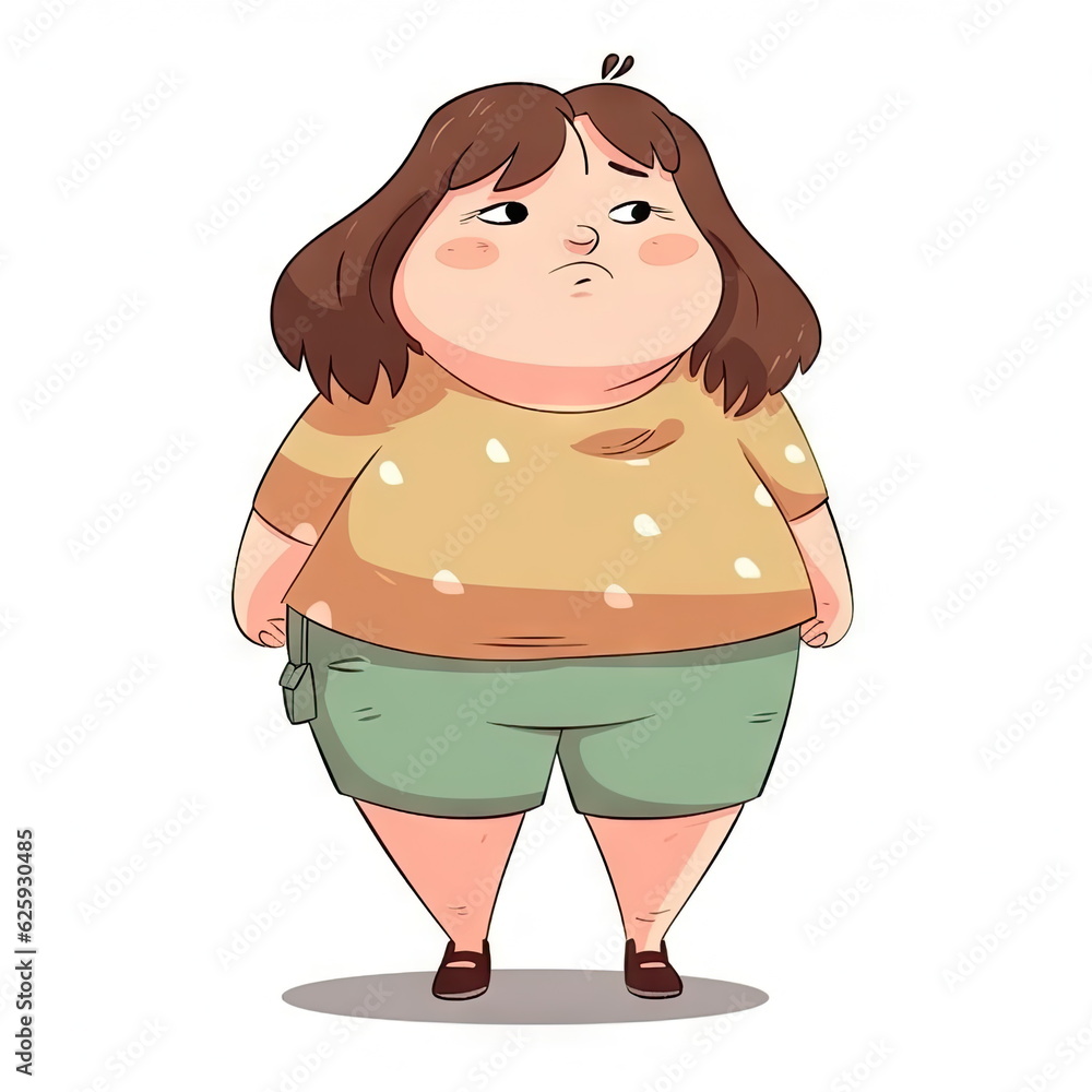 cartoon of fat girl on white background cartoon of fat girl on white background