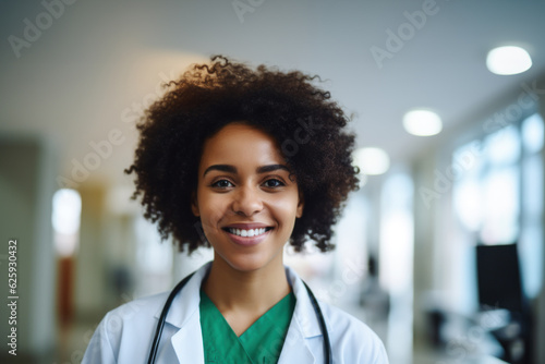 Professional woman doctor , doctor woman smiling hospital background.