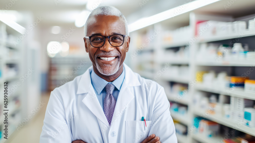 Apotheker in einer Apotheke. Generiert mit KI. Apotheker in einer Apotheke. Generiert mit KI.
