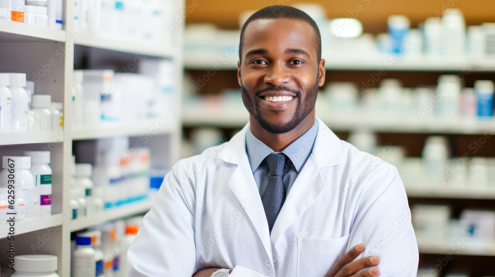 Apotheker in einer Apotheke. Generiert mit KI. Apotheker in einer Apotheke. Generiert mit KI.