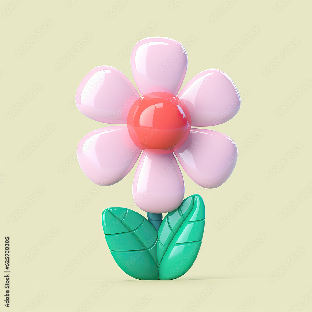 Cute 3D Balloon Sensation Flower Model,pink rose flower,a white and pink flower with green leaves