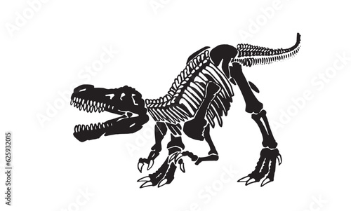 Graphical skeleton of tyrannosaurus , vector dinosaur of jurassic period, illustration for educational books,printing