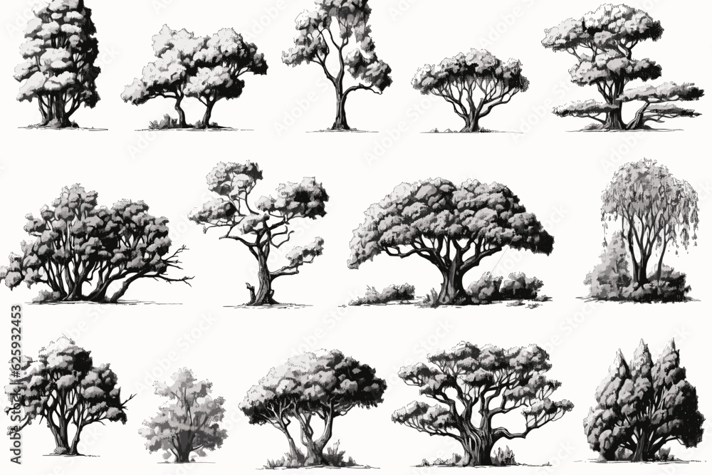 Fototapeta premium set of trees silhouettes