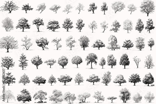 set of trees silhouettes forest © Elements Design