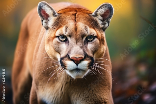 Powerful beautiful puma close up