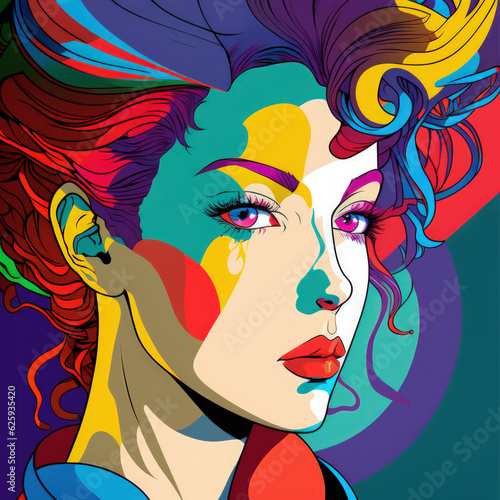 Sexual beautiful woman modern digital Artwork. Pop art vivid portrait of a young woman abstract painting illustration for printing on fabric or paper  poster or wallpaper  house decoration