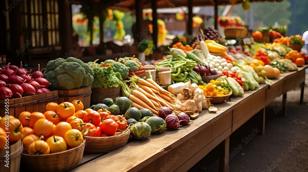 a market with vegetables