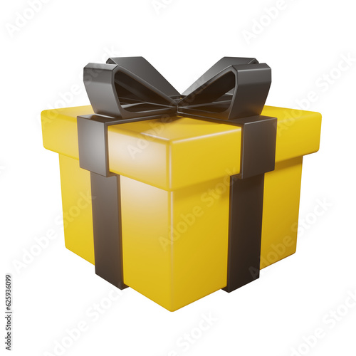 3D yellow gift box icon. 3D yellow gift box illustration