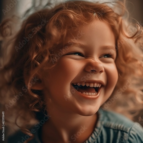 a child laughing, smiling, having fun - generative ai