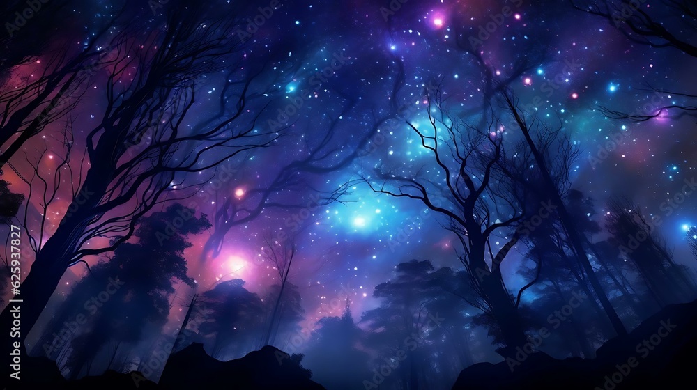 Fototapeta premium a tree with lights in the sky