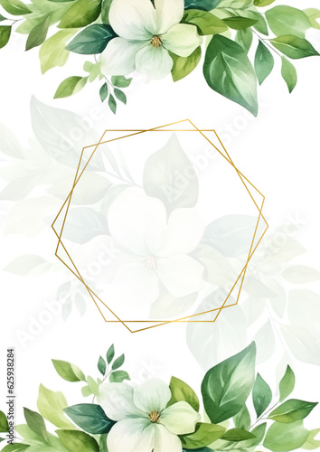 Luxury botanical gold wedding frame elements 