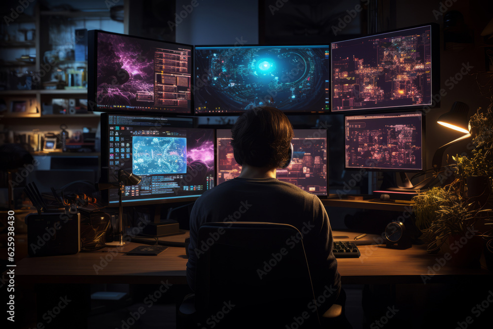 Digital Artist Using Motion Graphics Software, Generative AI Digital Artist Using Motion Graphics Software, Generative AI