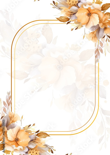 Luxury botanical gold wedding frame elements 