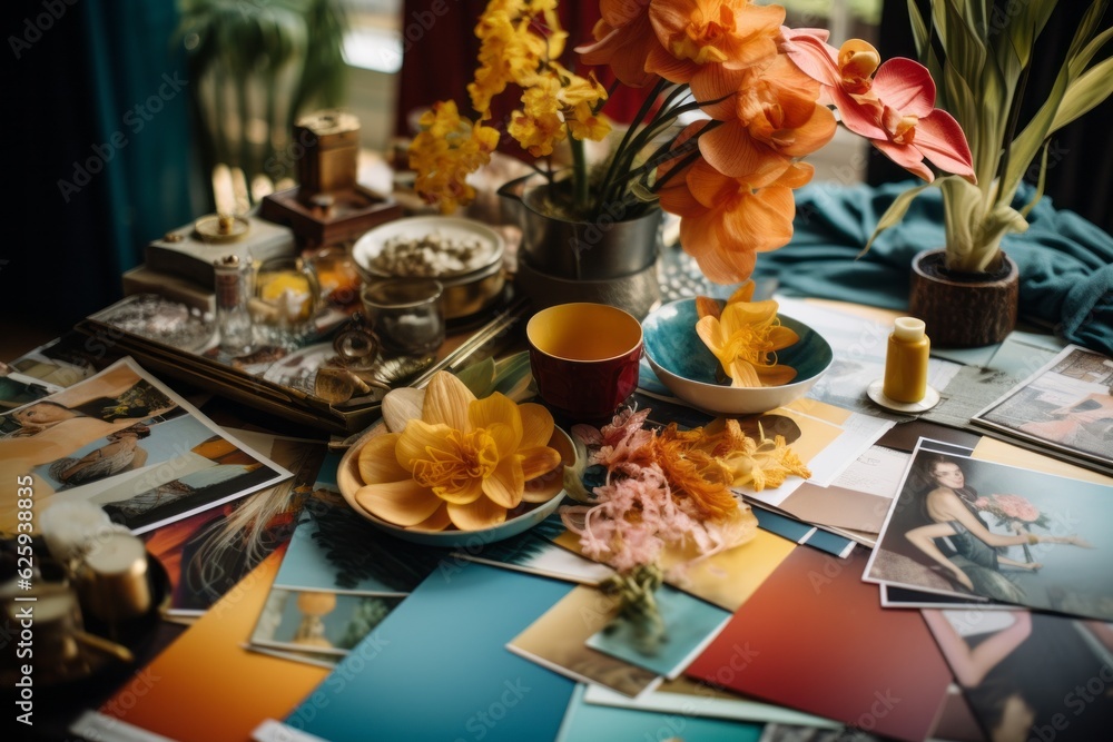 Mood Board Filled With Color Swatches, Generative AI Mood Board Filled With Color Swatches, Generative AI