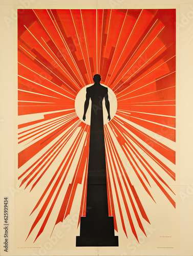 Soviet style propaganda red old retro poster design illustration