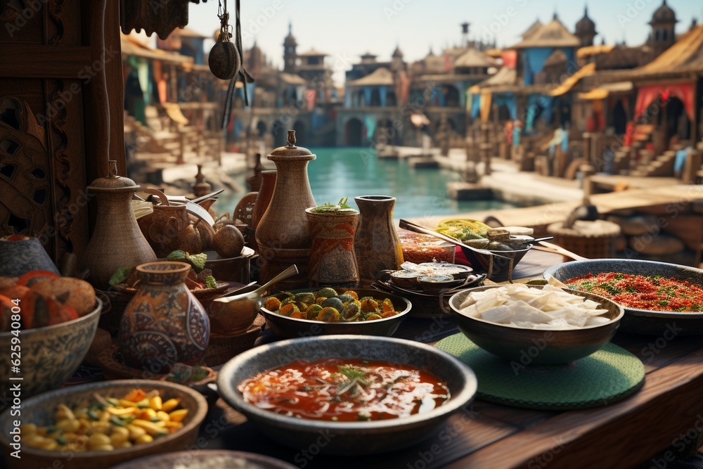 Food tourism concept exploring authentic ethnic cuisines, Generative AI