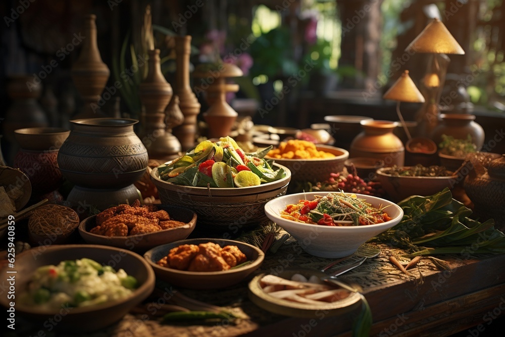 Food tourism concept exploring authentic ethnic cuisines, Generative AI