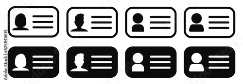 Identification card icon set. Diverse ID Card Avatar.ID card icon