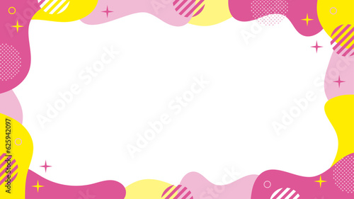 抽象的　幾何学　フレーム 　ピンク　黄色　キラキラ　水玉