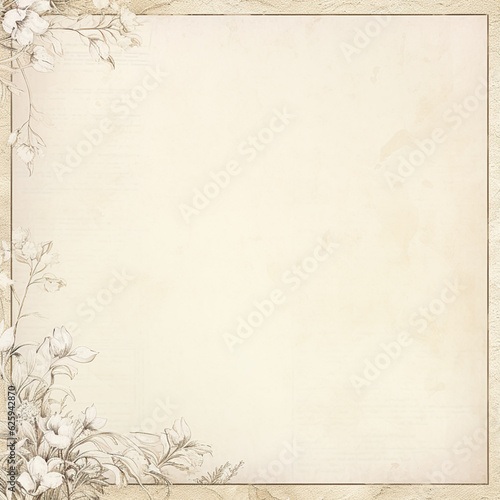 Square blank vintage floral paper background for printable digital paper  art stationery and greeting card illustration