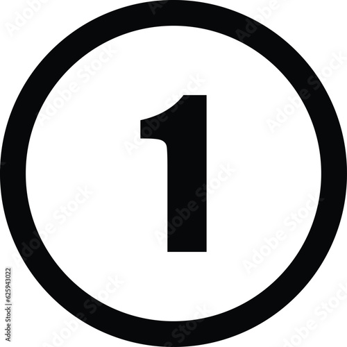Number one sign . Number 1 icon circle vector illustration isolated on white background . 