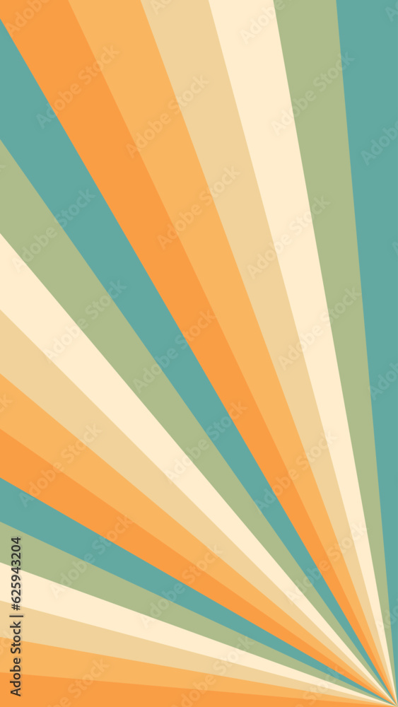 Abstract background of Sunburst spiral line design in 1970s Hippie Retro style. Vector pattern ready to use for cloth, textile, wrap and other.