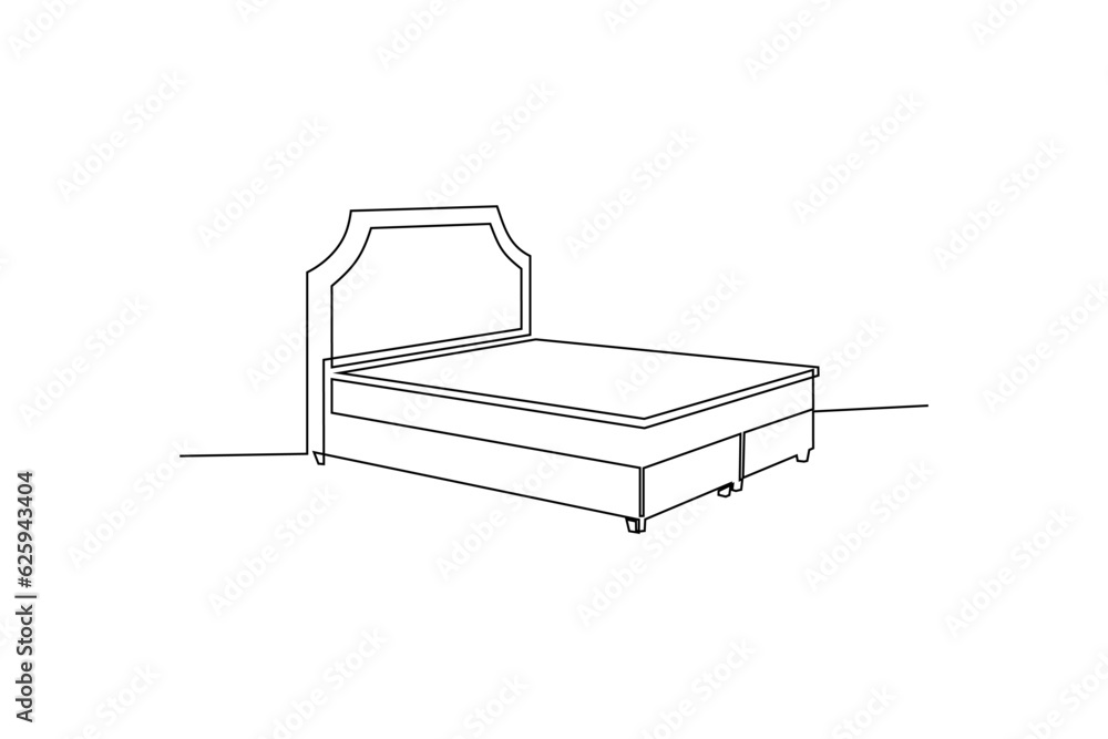 Bed continuous line vector illustration Bed continuous line vector illustration