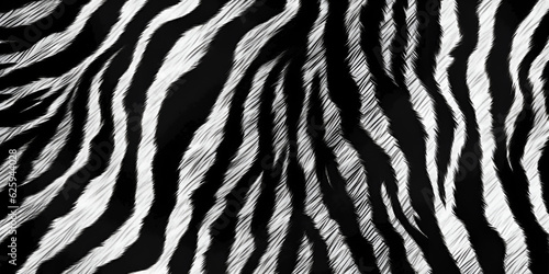 Black-white Tiger print Fur texture, carpet animal skin background, black and white theme color, look smooth, fluffy and soft