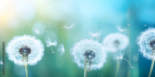 Dandelion Seeds flying in the Wind