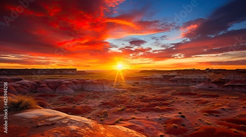 Southwest Sunsets  A Painted Desert Arizona Sunset with Fiery Sunbeams over the National Park  Generative AI