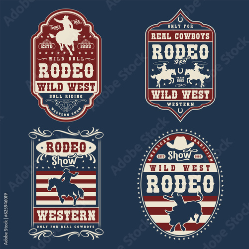 American rodeo set stickers colorful