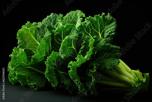 Fresh Organic Green Kale Leaves - Healthy Food and Vegetable for Eating. Generative AI