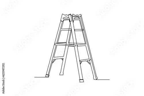 continuous line art drawing of folding ladder