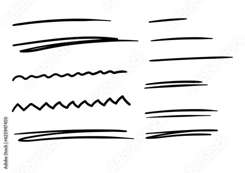 Hand drawn underlines. Stroke, lines, scribbles, strikethroughs, speech bubbles. Abstract lines for the design of handwritten text.