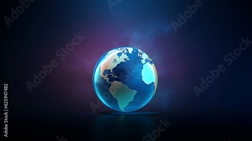 Globe design on blue background. modern digital art illustration, background, Generative AI