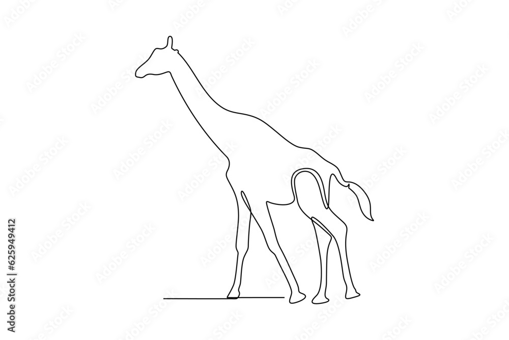 Foto giraffe continuous line art drawing