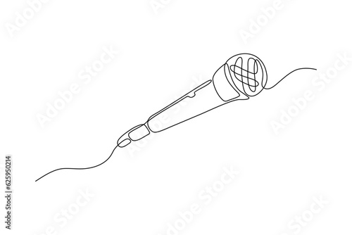 wired microphone continuous line art drawing