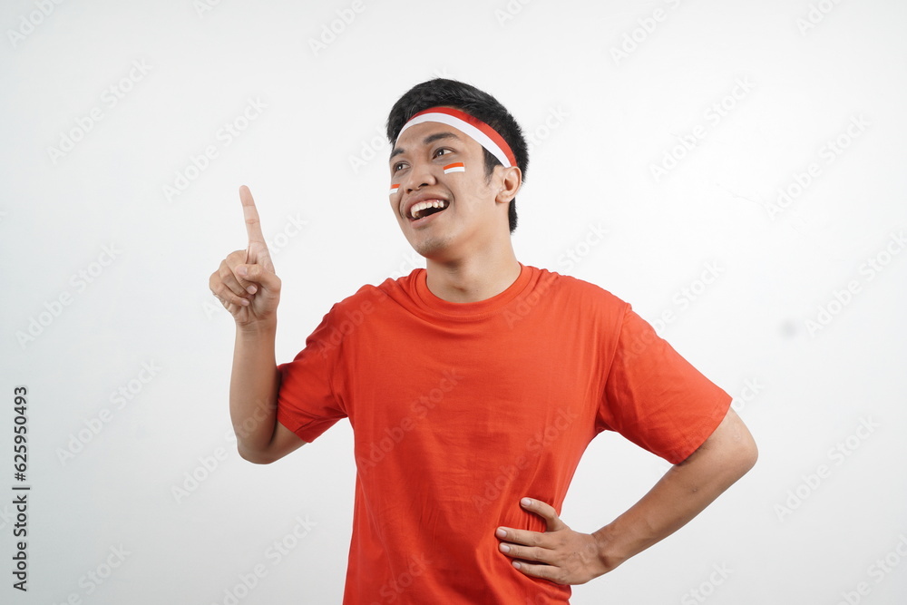 man celebrating independence day show something up gesture. man celebrating independence day show something up gesture.