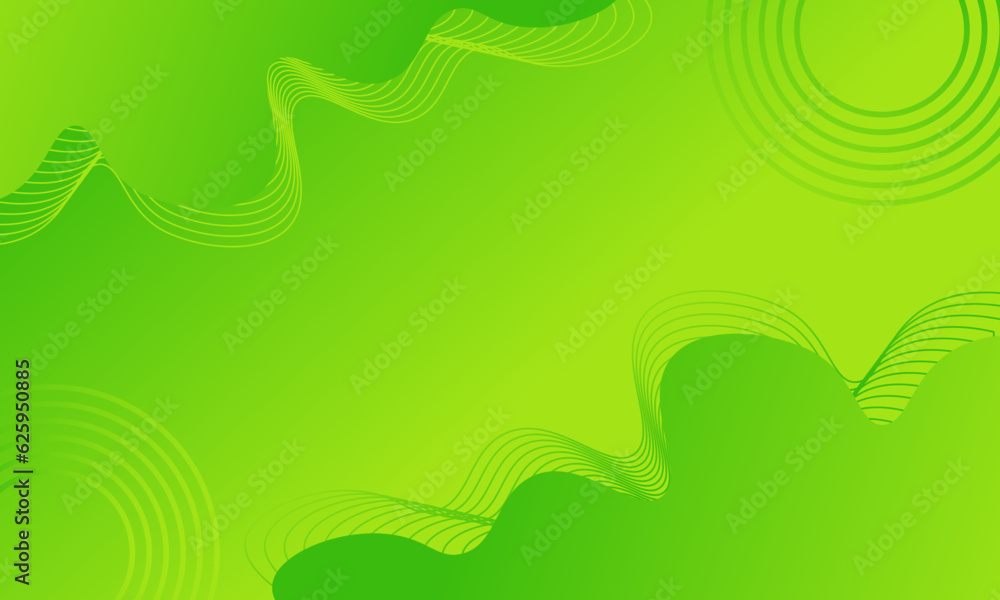 Abstract green line waves and circles shapes background