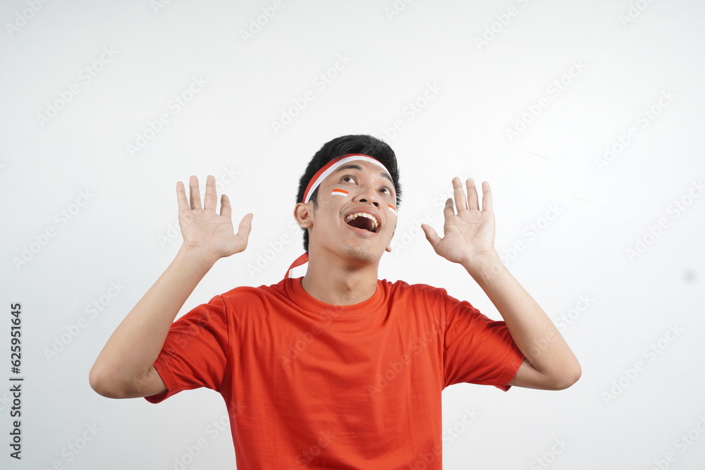 Man pointing at something - Indonesia independence day Man pointing at something - Indonesia independence day