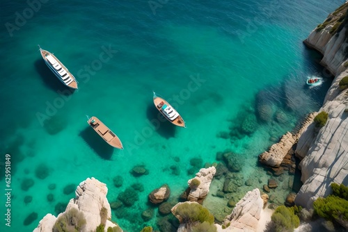 Sailing boats on the beach generated by AI tool