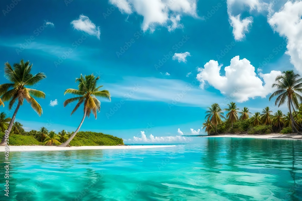 beach with palm trees generated by AI tool